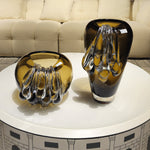 Amber Artistic Glass Vase - Set of 2