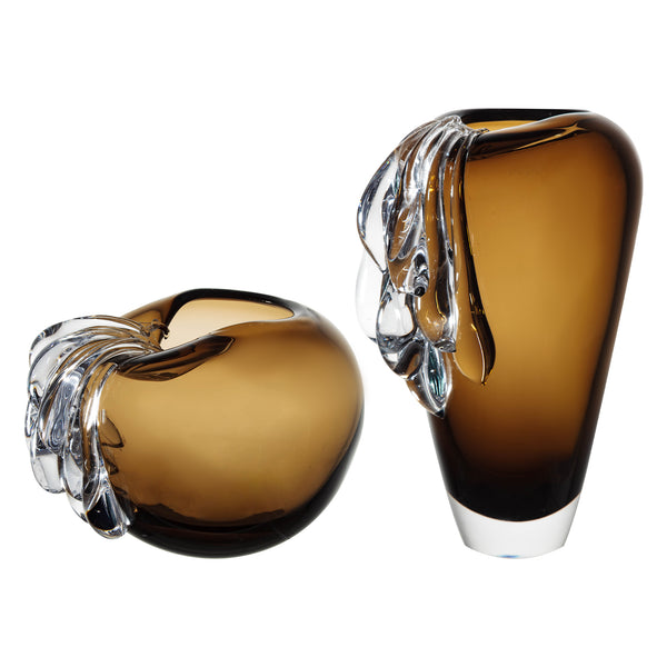 Amber Artistic Glass Vase - Set of 2